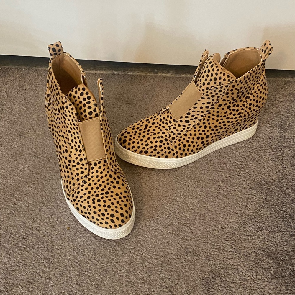 Leopard Wedge Sneakers